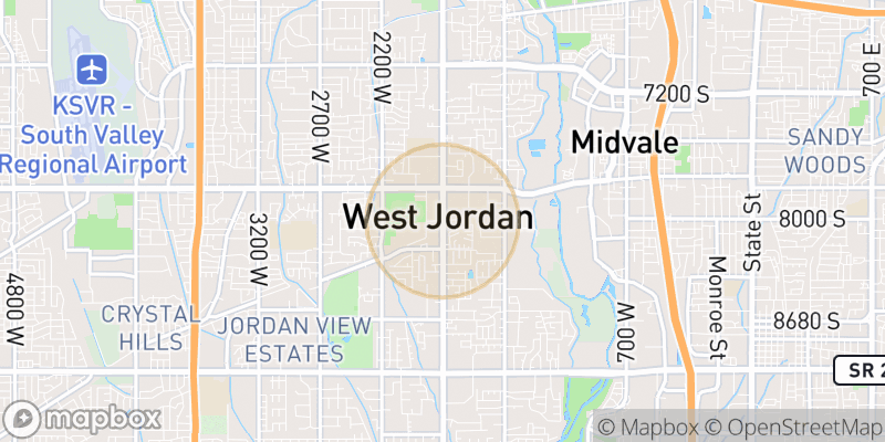 Approximate map area near West Jordan