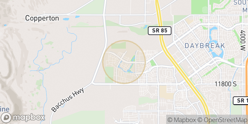 Approximate map area near South Jordan