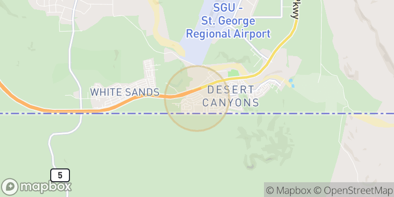 Approximate map area near St. George