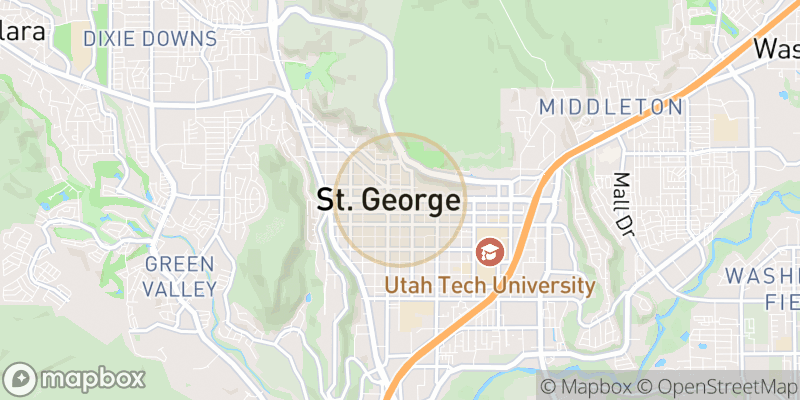 Approximate map area near St. George