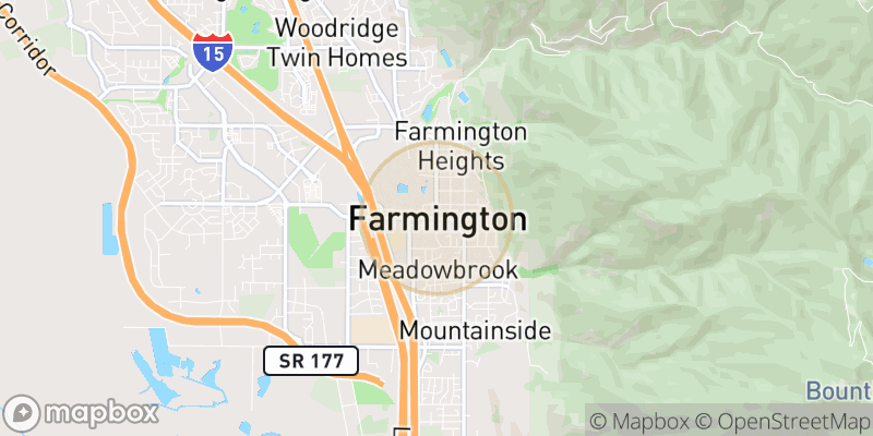 Approximate map area near Farmington