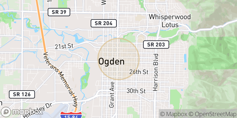 Approximate map area near Ogden