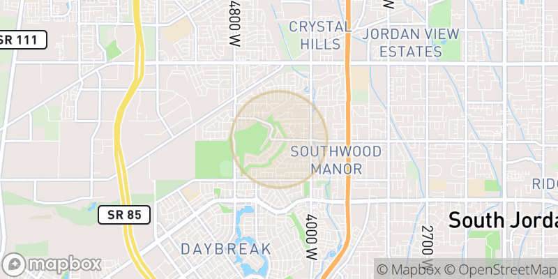 Approximate map area near South Jordan