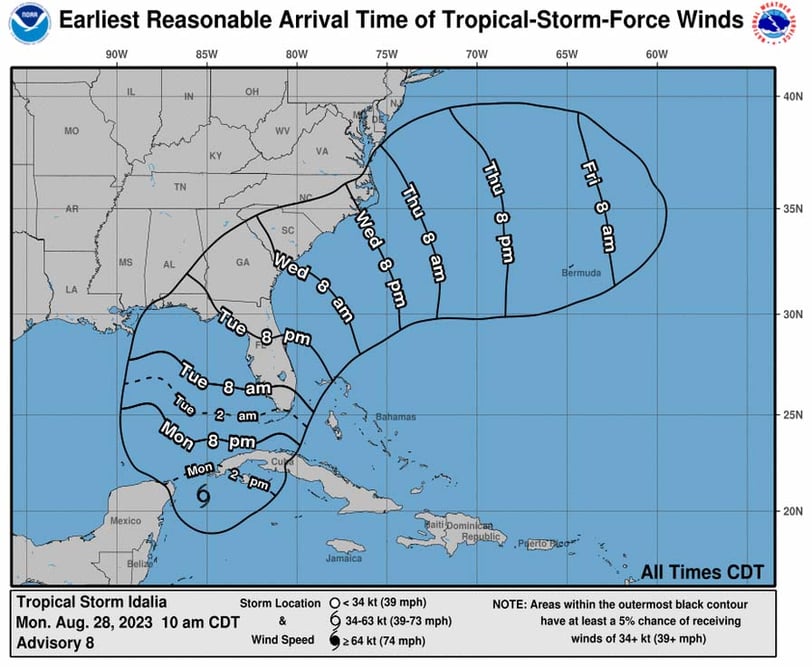 hurricane Idalia tropical storm force winds