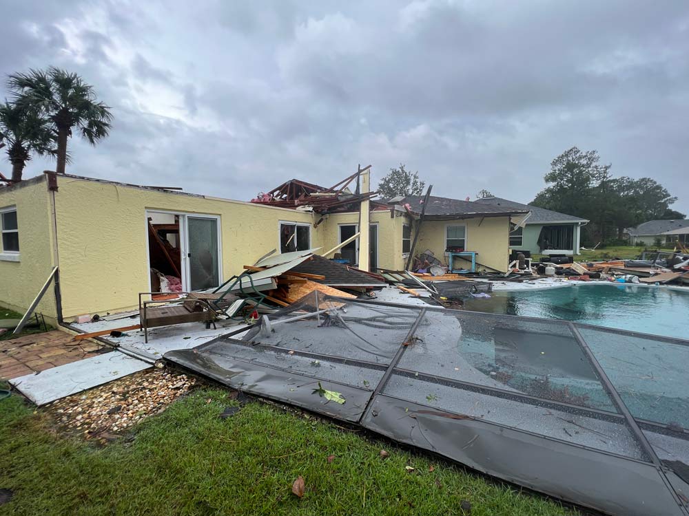 One of the more severely damaged houses. (Lt. Patrick Juliano/Palm Coast ire Department)