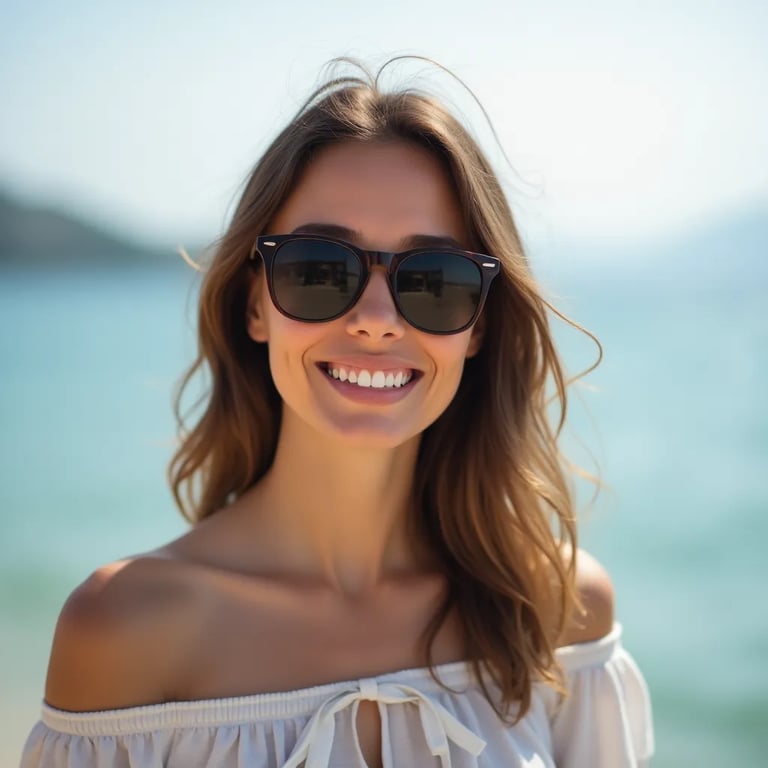 Ritratto naturale di una donna sorridente all'aperto