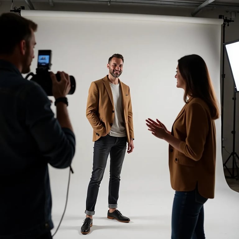 Freelance se préparant pour une séance photo professionnelle