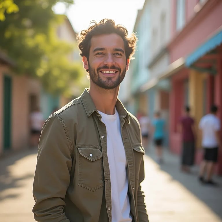 Retrato profissional no LinkedIn de um homem de terno em fundo claro