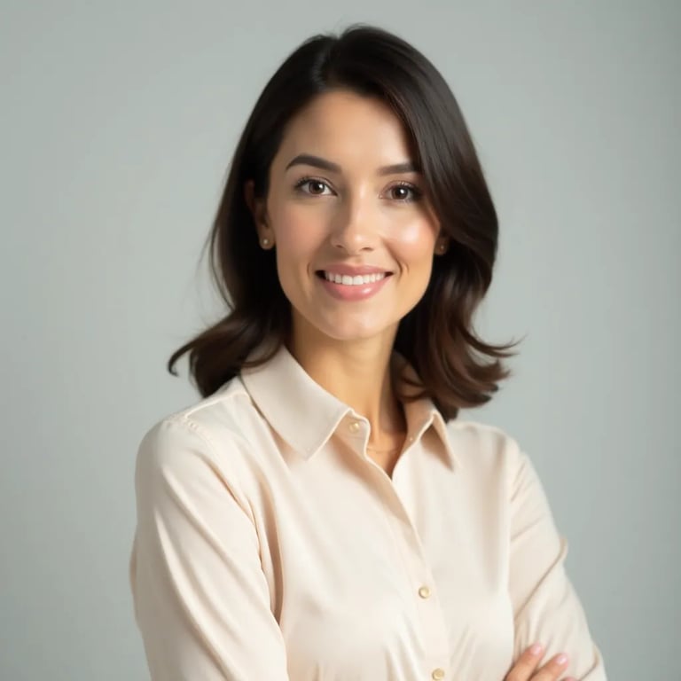 Retrato bien iluminado de una secretaria independiente