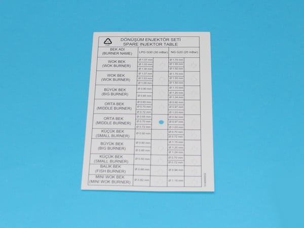 Nozzle Table Lpg-Ng
