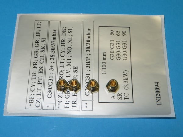 Nozzle Set G30/28-30MBAR G31/30-37MBAR