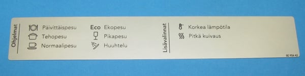 Program Label Asko D5420 Fi