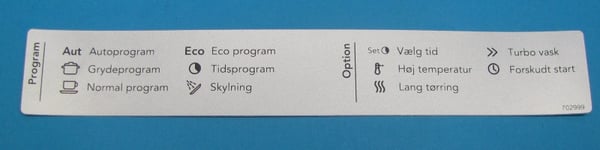 Program Label Asko D5454 Aut/Ts Da