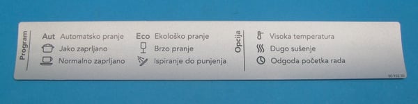 Program Label Asko D5430 Aut Hr