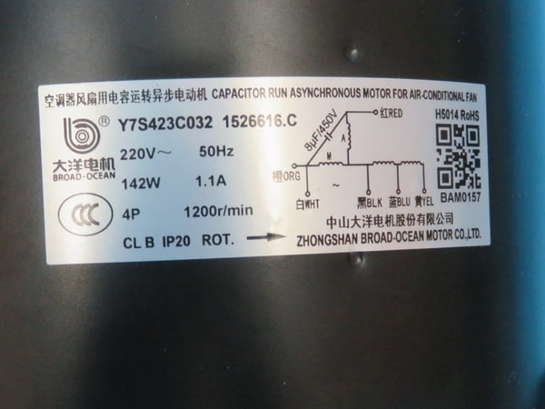 Fan Motor 230V AC 142W