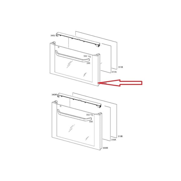 Top Front Outer Door Glass 592 x 323 mm