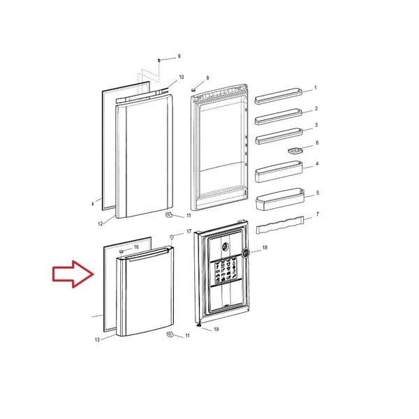 Lower Bottom Fridge Door Black Seal 