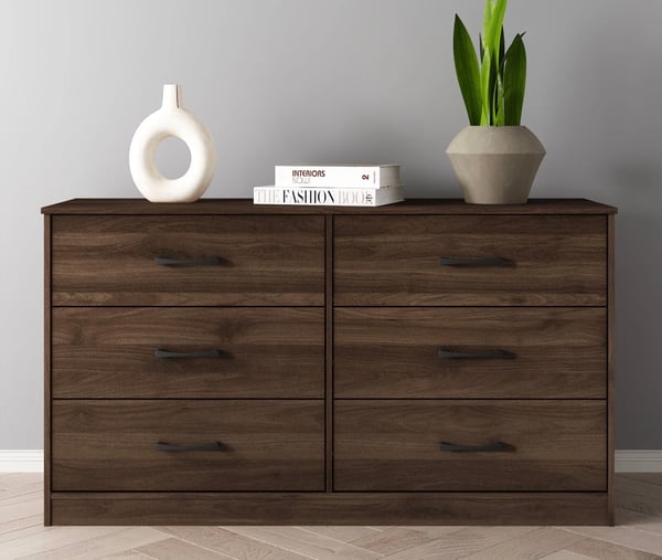 mainstays modern 6 drawer dresser Walnut Six Drawer Dresser, Mid Century Modern, Medium 55" Wide, 6" Legs, Solid Hardwood, Made in USA  Krovel