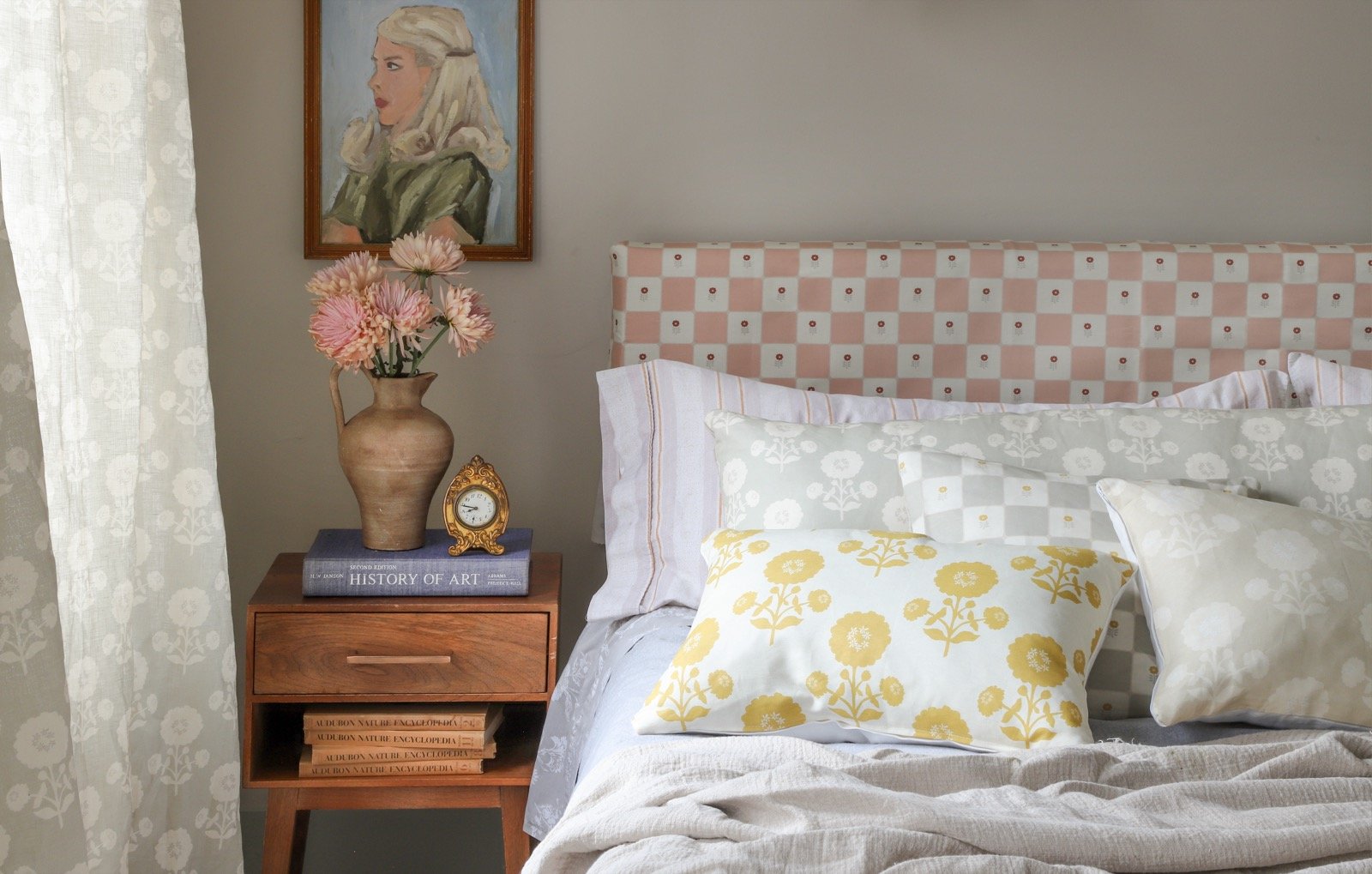 custom pillows and linens featuring designs from Jenni Yolo's collection on Little Cocalico