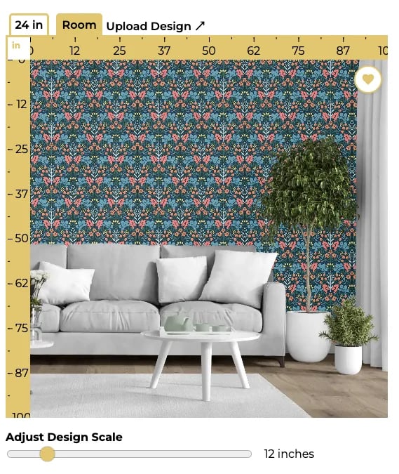 Floral Damask design from Brian and Mika's design collection at 12″ pattern scale