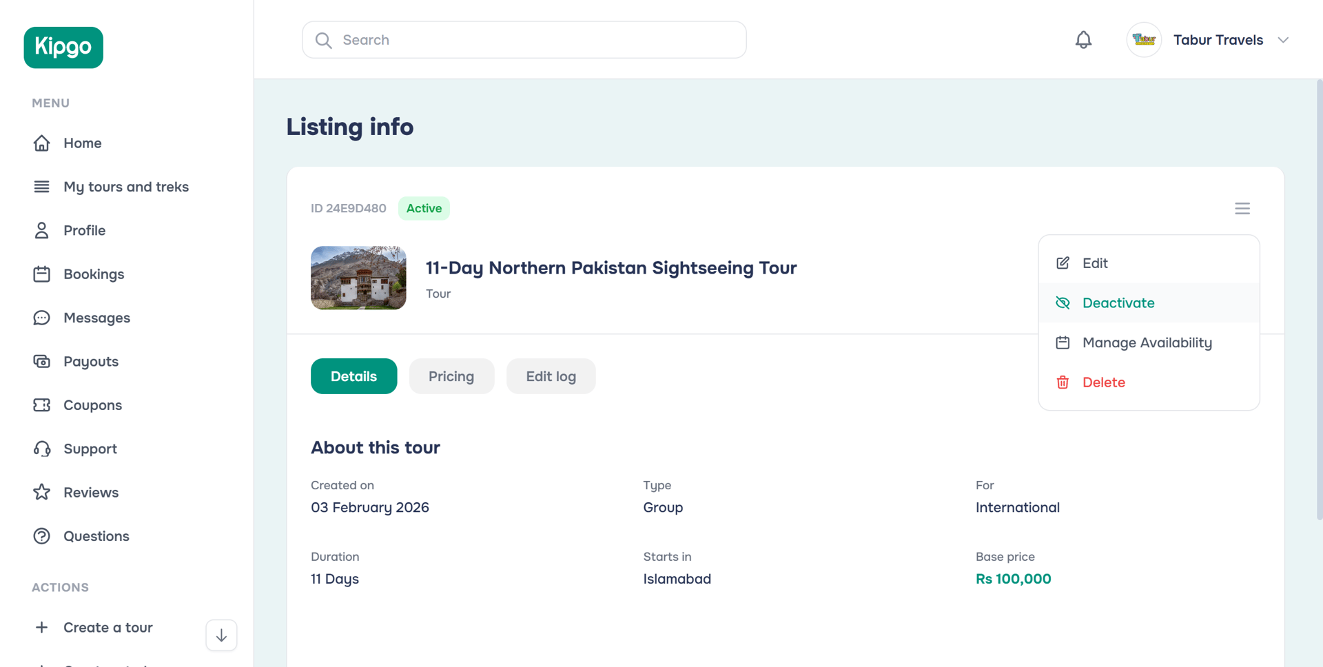 Deactivate a listing