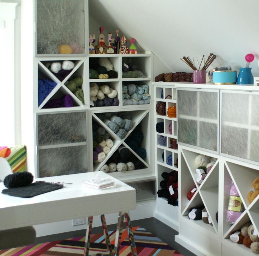 Craft room cubbies holding supplies with ecoresin insert design by California Closets