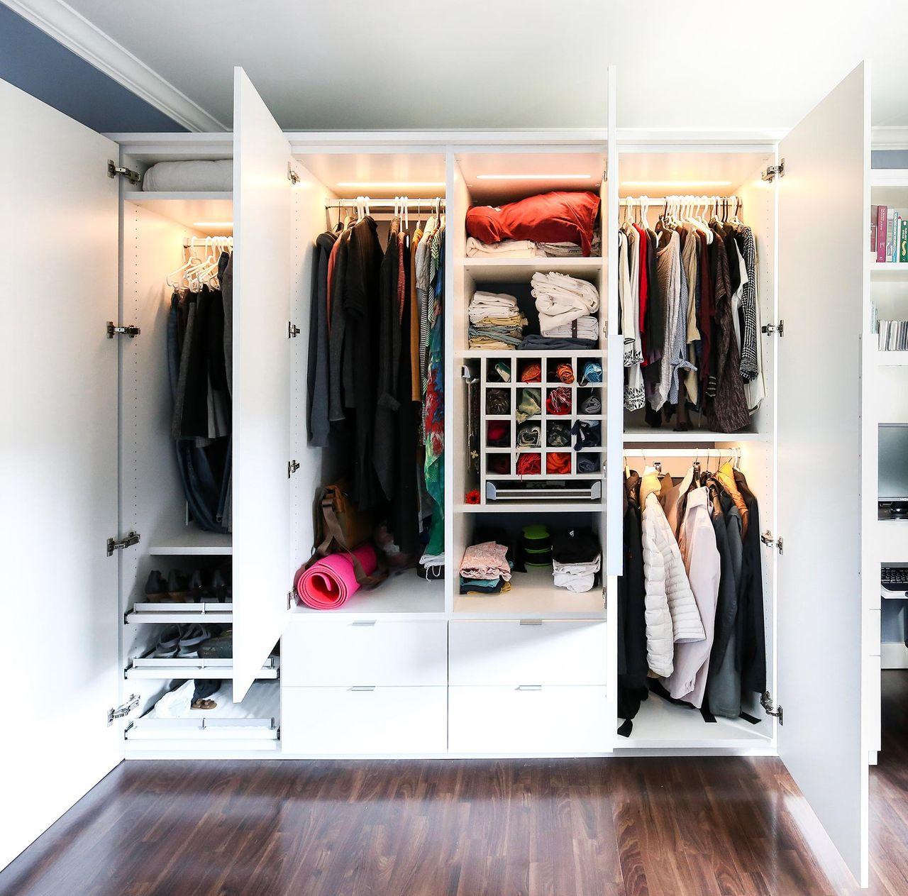 Extra space used for custom built closet and office space by California Closets