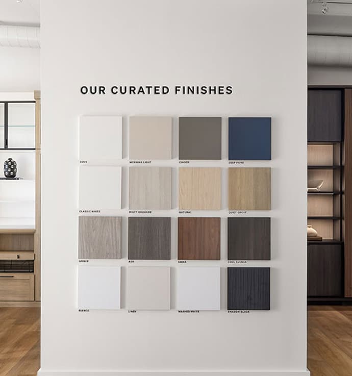 Custom finishes in many tones, colors and styles created by California Closets