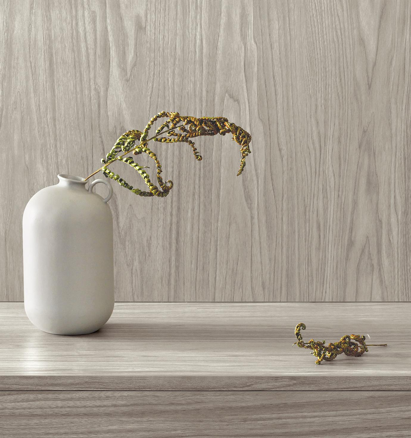 Customized wood finish in light grey design for closets by California Closets