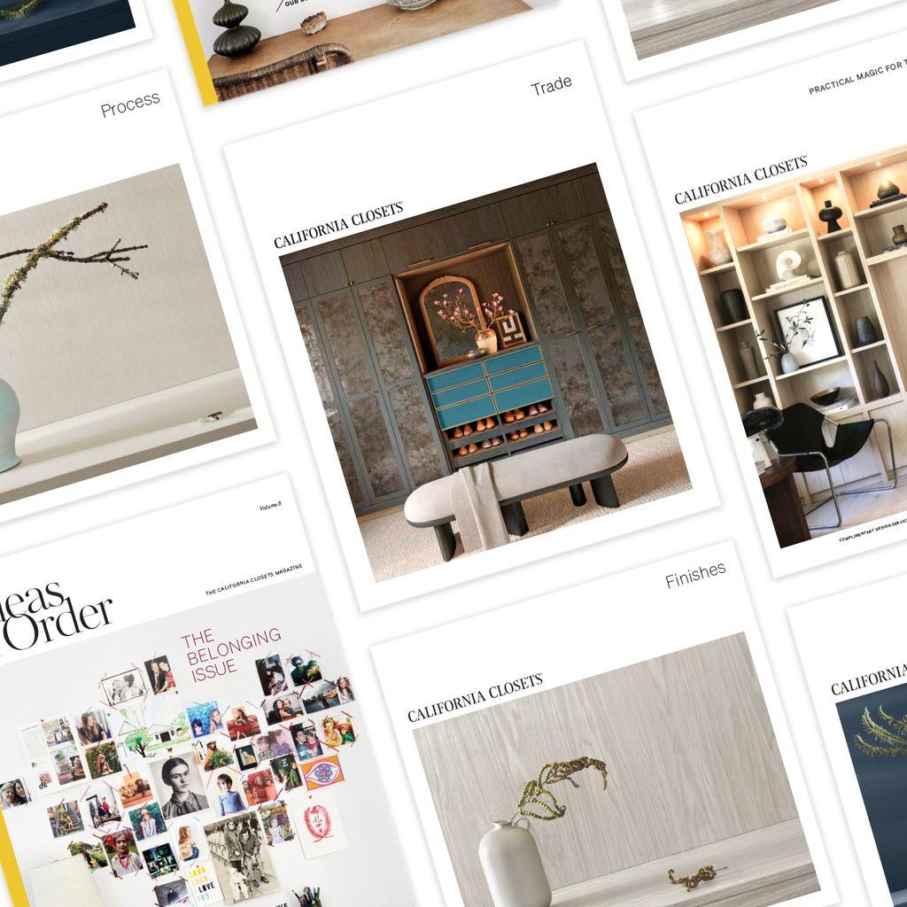 Ideas of Order magazine covers displayed showing our work from California Closets