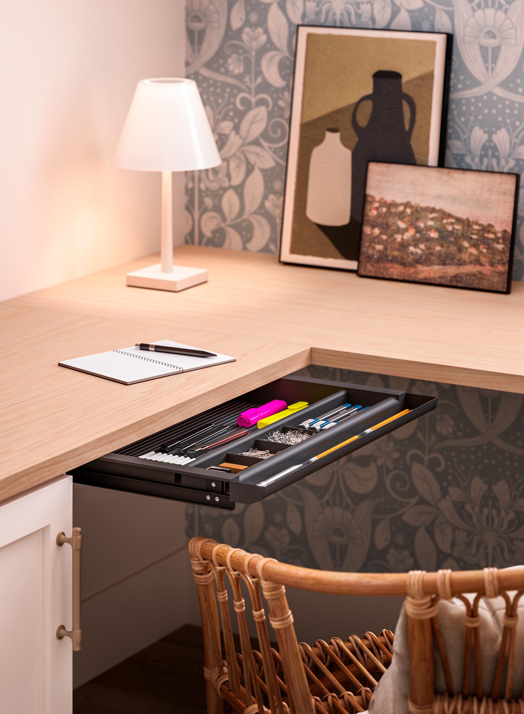 Nook office space with built in desk and drawers from California Closets