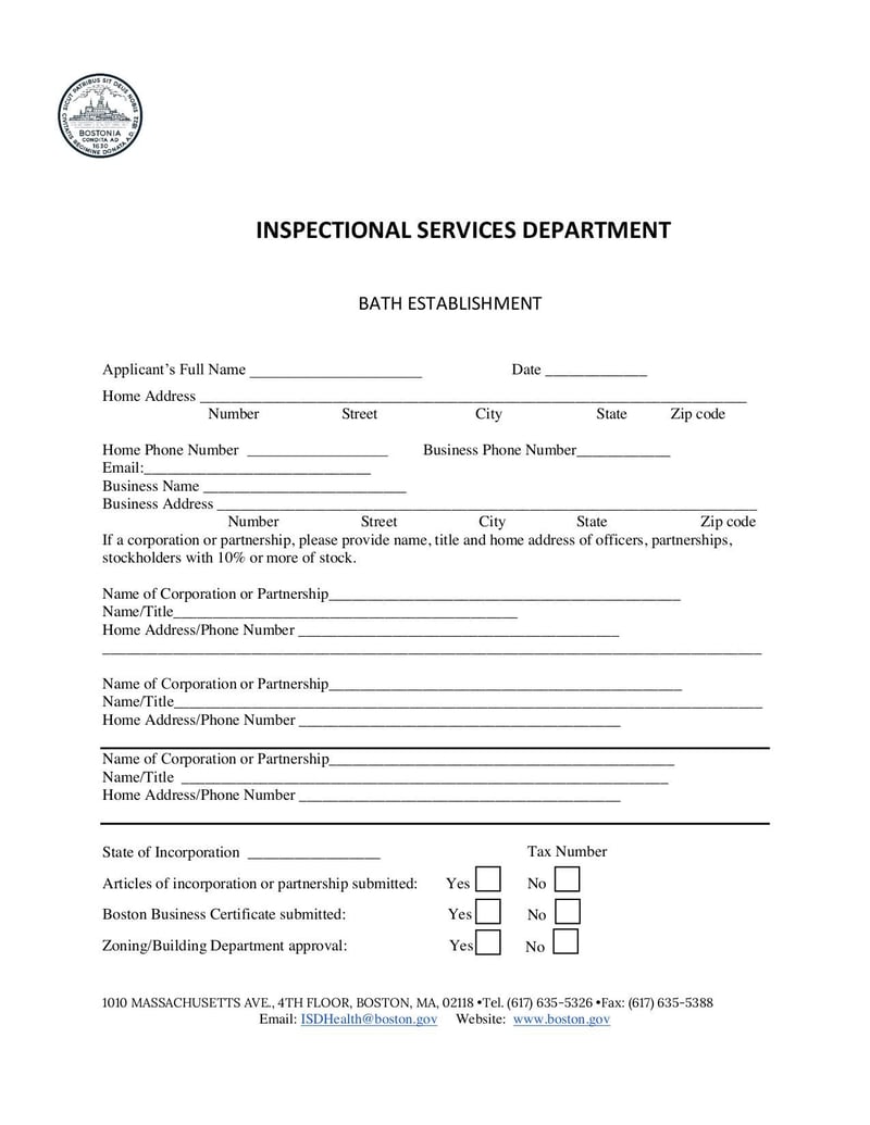 Large thumbnail of Bath Establishment Application Form - Apr 2021