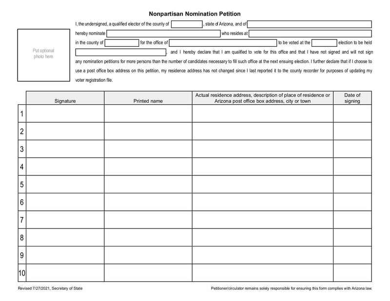 Large thumbnail of Candidate Nomination Petition (Non-Partisan) - Jul 2021