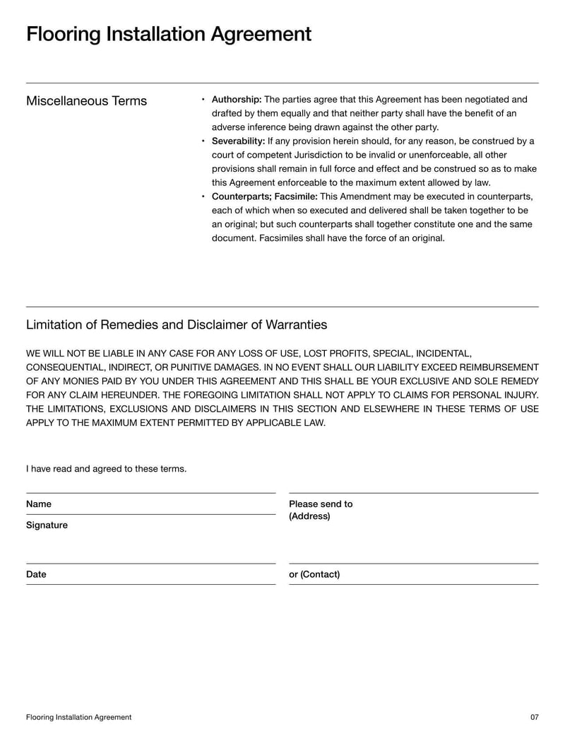 Large thumbnail of Flooring Installation Contract Template