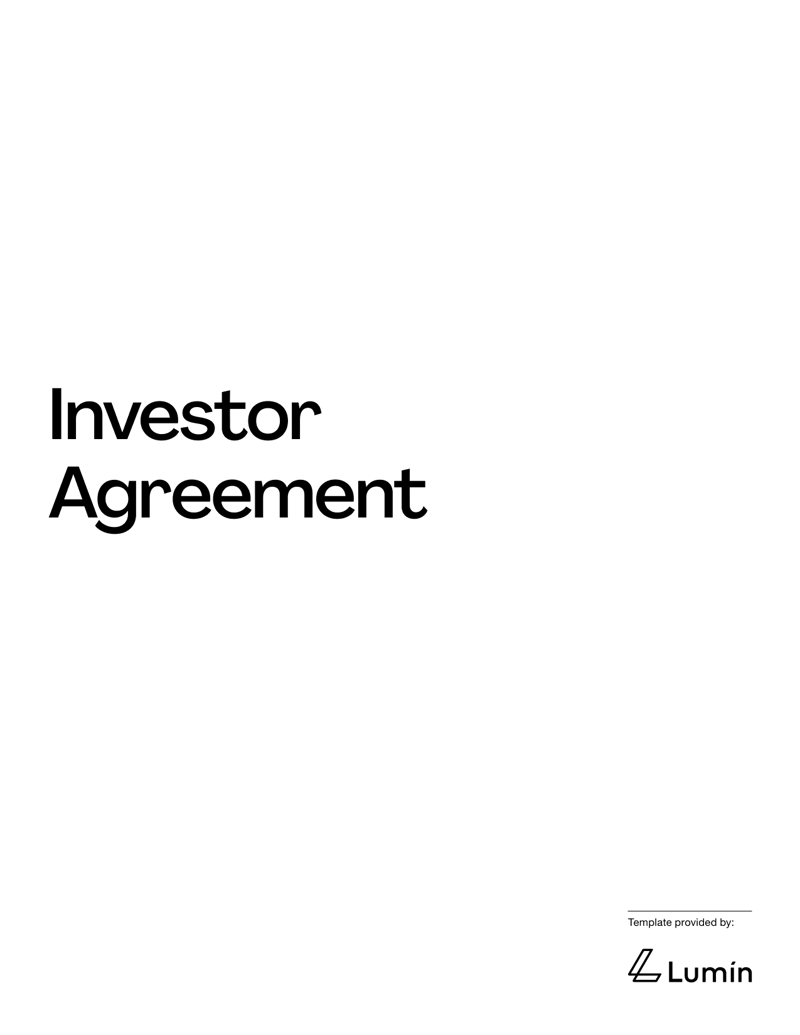 Investor Agreement template detailing investment terms, ownership rights and share transfer conditions