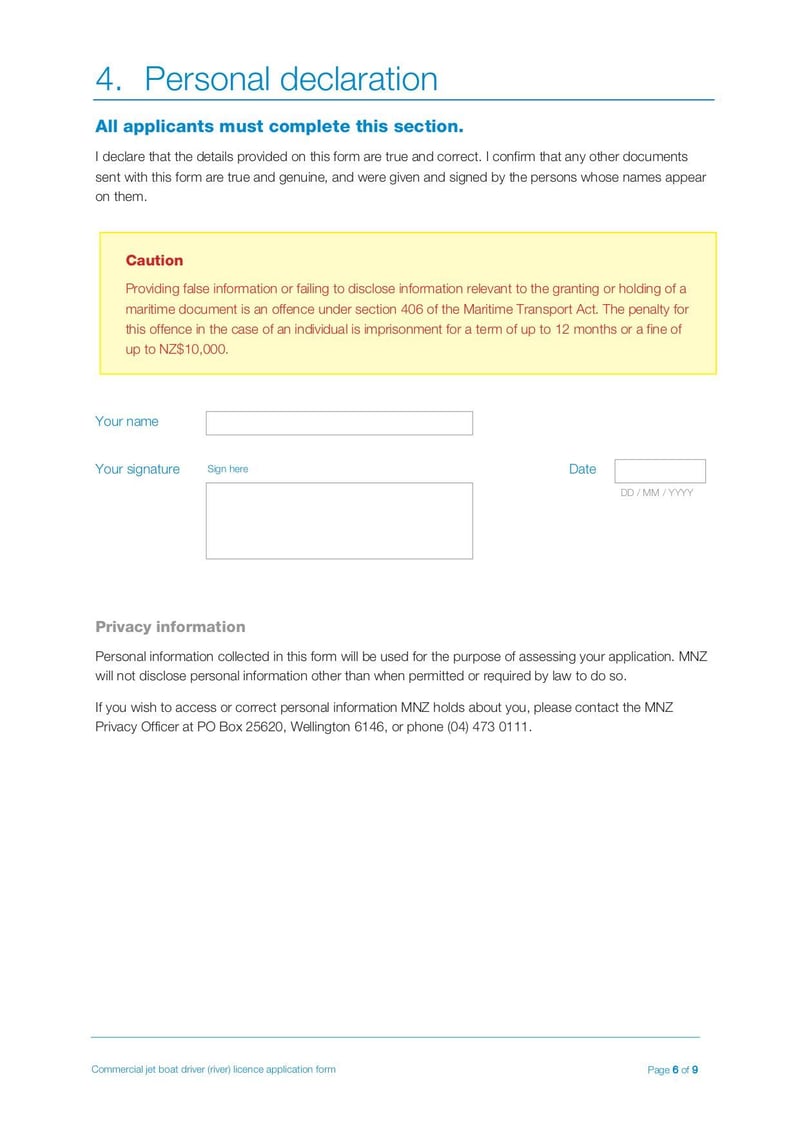 Large thumbnail of Commercial Jet Boat Driver (River) Licence Application Form - Jul 2019