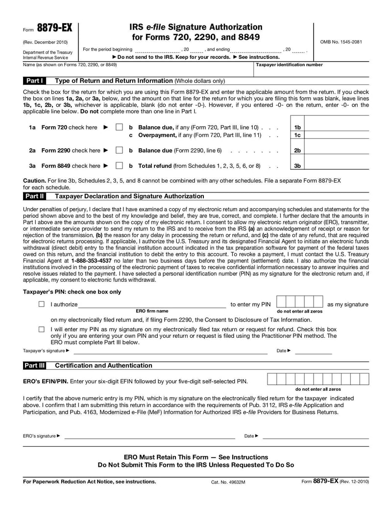 Large thumbnail of Form 8879-EX - Dec 2010