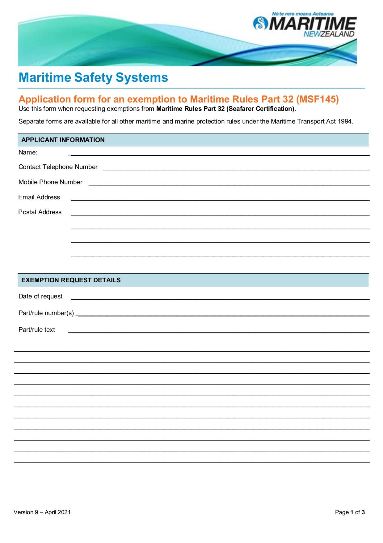 Exemption Request Form Seafarers | Fill and sign online with Lumin