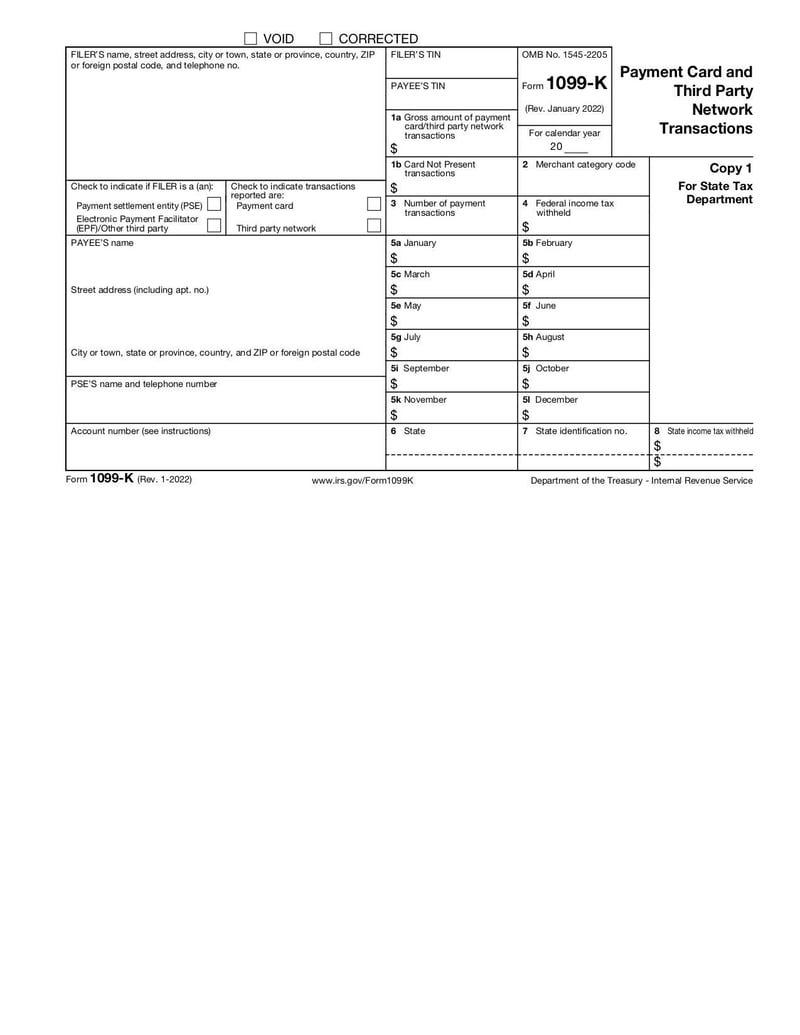 Large thumbnail of Form 1099-K - Jan 2022