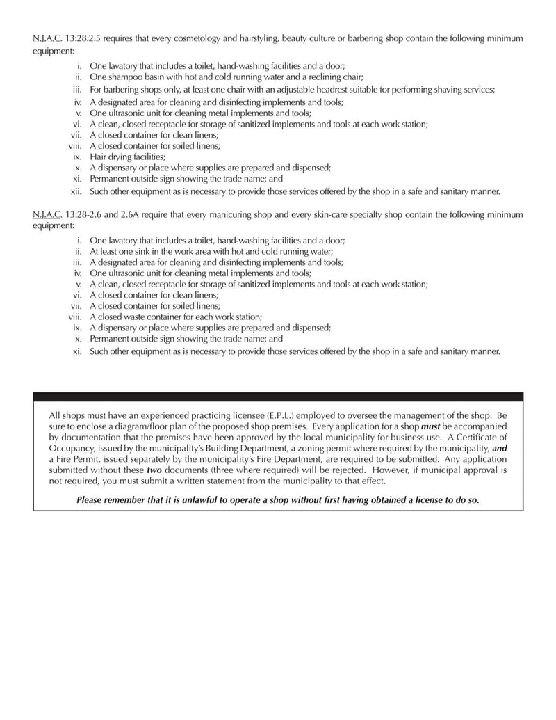 Large thumbnail of New Jersey Application for a License to Operate a New Shop, Relocate a Shop or to Transfer Ownership of a Shop