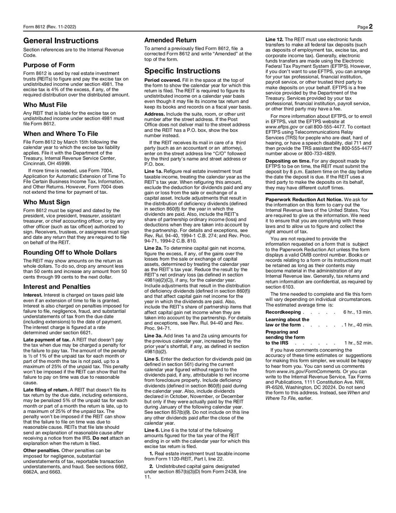 Large thumbnail of Form 8612 - Nov 2022