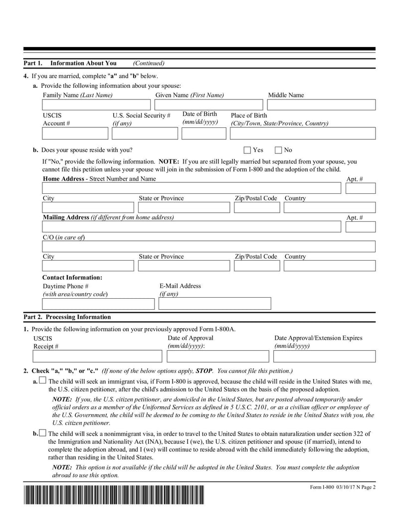 Large thumbnail of Form I-800 - Mar 2017