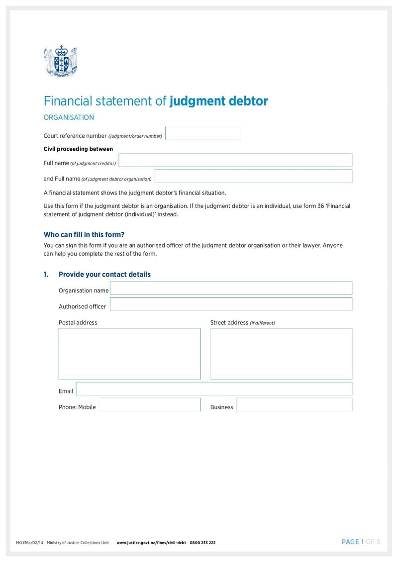 Large thumbnail of MoJ36a Financial Statement of Judgment Debtor - Feb 2014