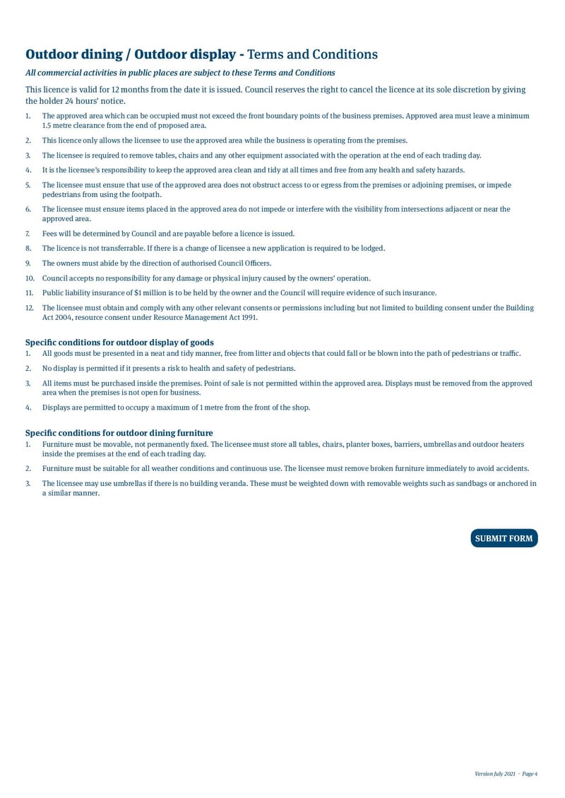 Large thumbnail of Outdoor Dining and Outdoor Display Form - Jul 2021