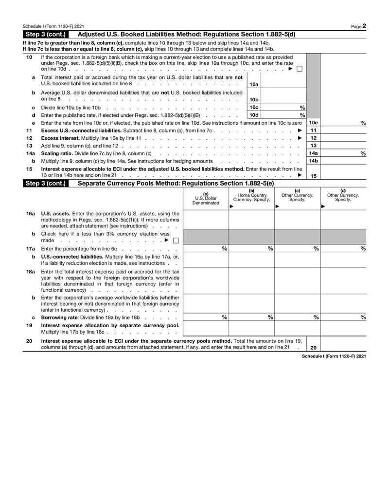Large thumbnail of Schedule I (Form 1120-F) - Jan 2022