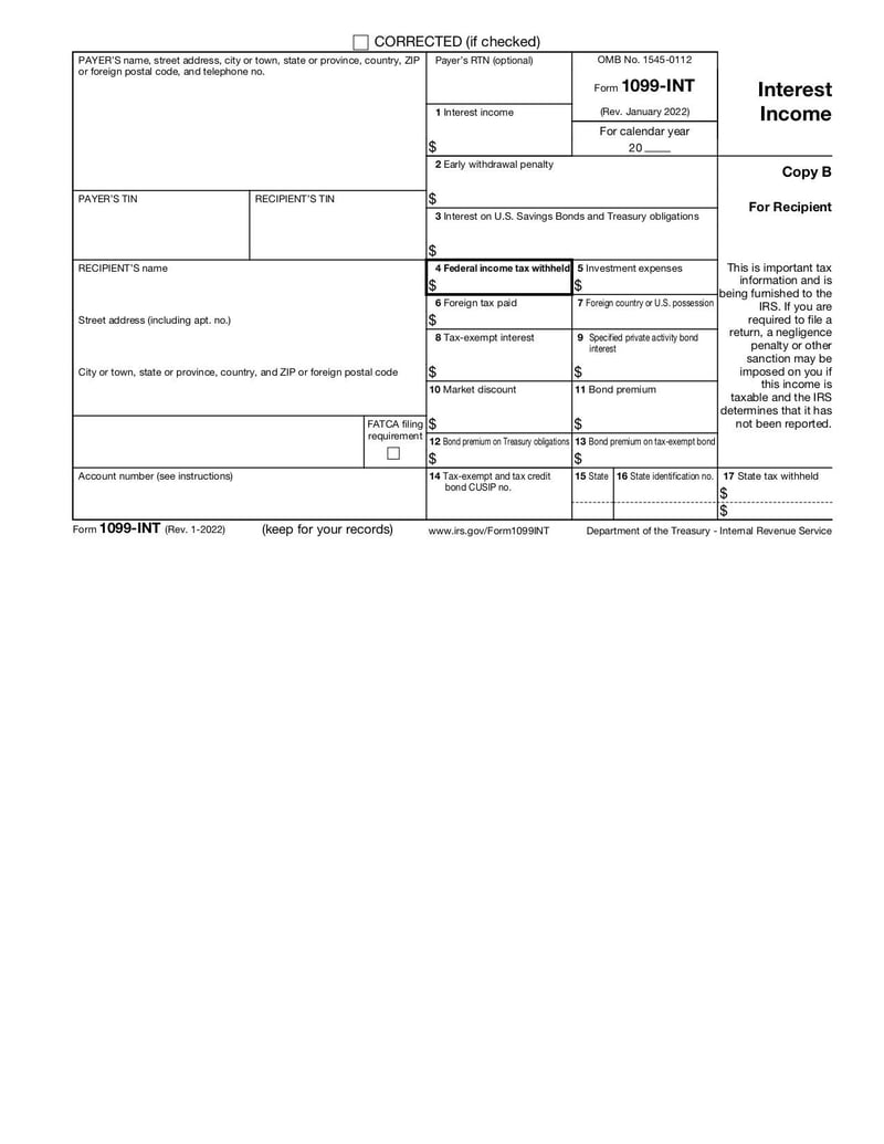 Large thumbnail of Form 1099-INT - Jan 2022