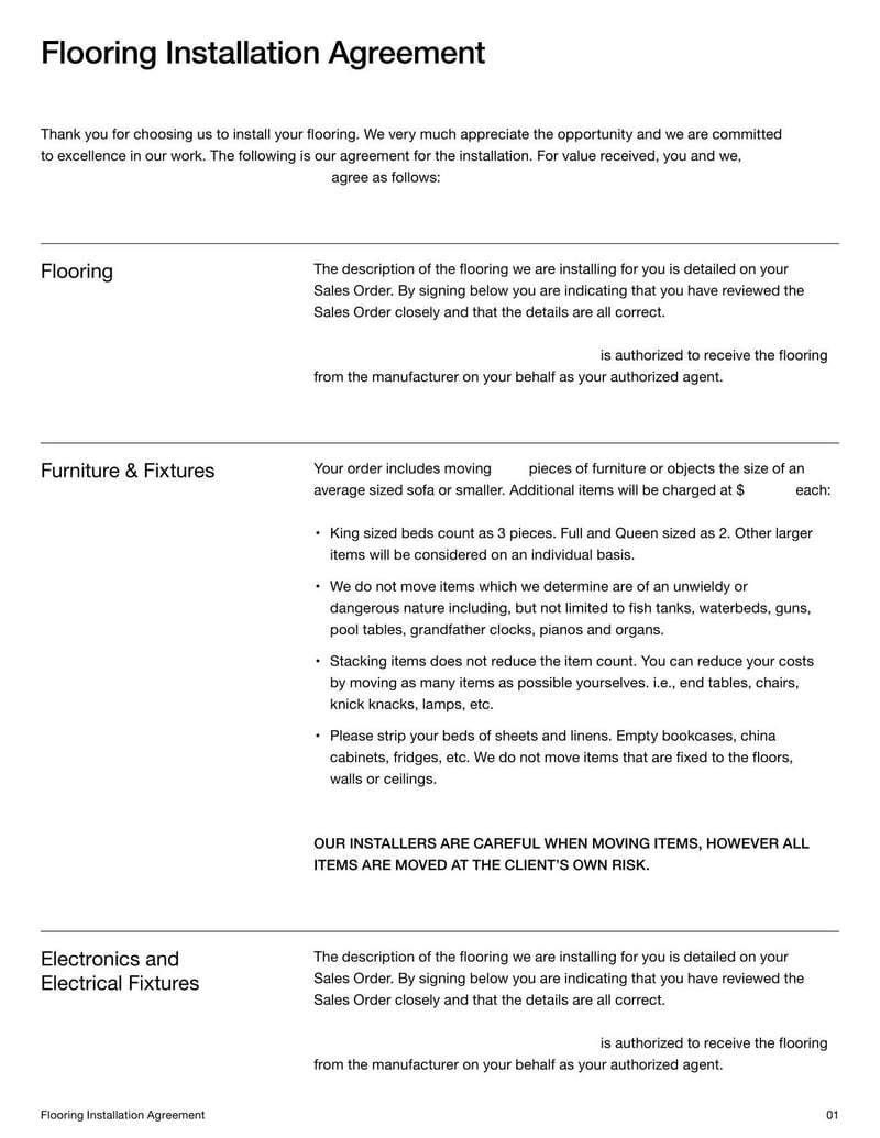 Large thumbnail of Flooring Installation Contract Template