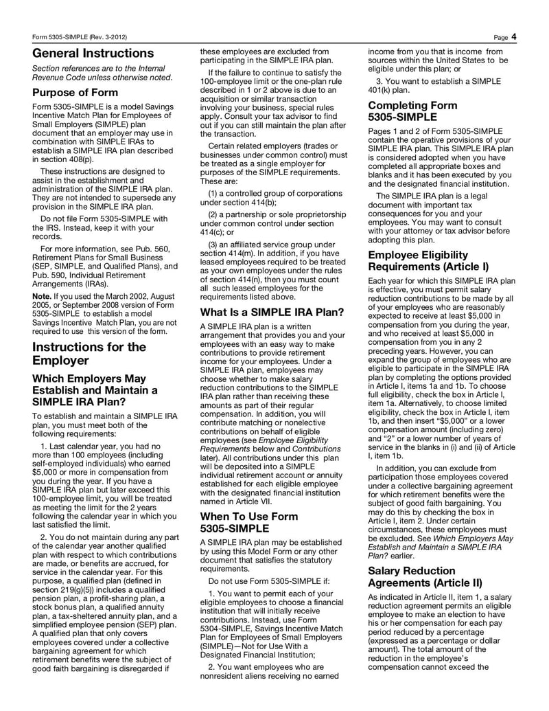 Large thumbnail of Form 5305-SIMPLE - Mar 2012