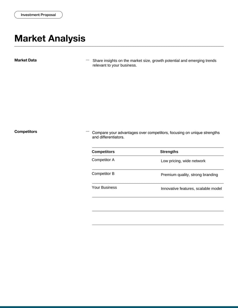 Investment Proposal Template for presenting a funding opportunity