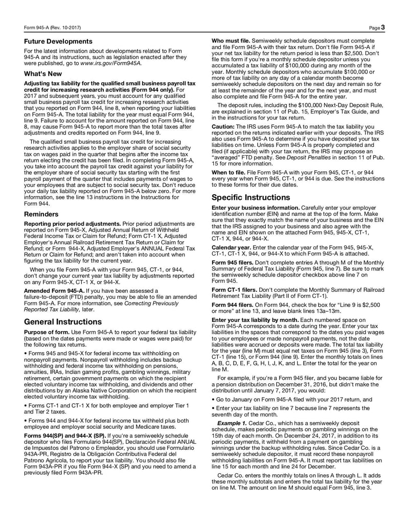 Large thumbnail of Form 945-A - Oct 2017